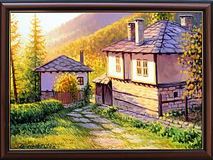 Есенно сияние - картина с възрожденски къщи